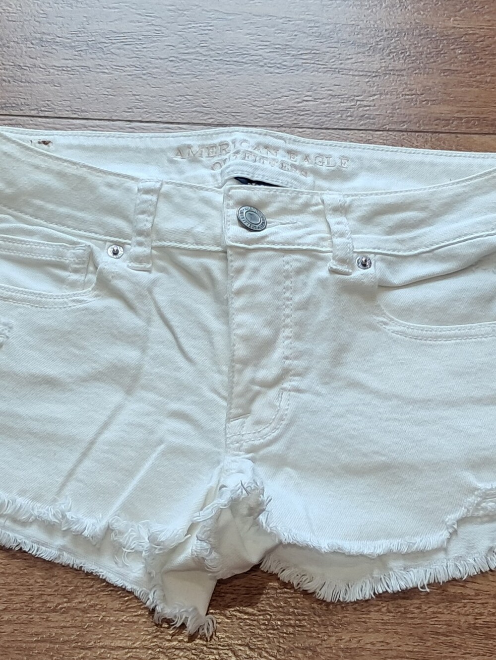American Eagle Outfitters White Distressed Denim Cutoff Shorts